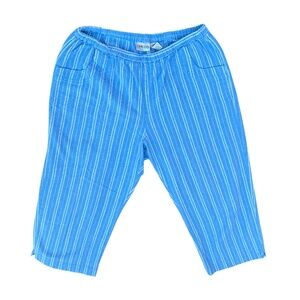 Chico's Women's Relaxed Cropped Pants Blue Stripes Size 2 Comfort Travel Summer